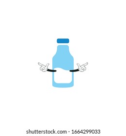 Charaktere der Milchflasche, die in der Gestaltung stehen. Sie können für Aufkleber, Stifte, Maskottchen oder Pflaster verwenden