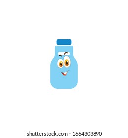 caricaturas de botellas de leche, diseño con expresión. se puede utilizar para pegatinas, pasadores, mascotas o parches