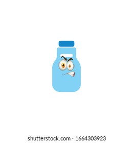 milk bottle cartoon characters design with expression. you can use for stickers, pins, mascot or patches