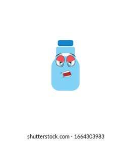 caricaturas de botellas de leche, diseño con expresión. se puede utilizar para pegatinas, pasadores, mascotas o parches