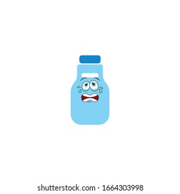 milk bottle cartoon characters design with expression. you can use for stickers, pins, mascot or patches