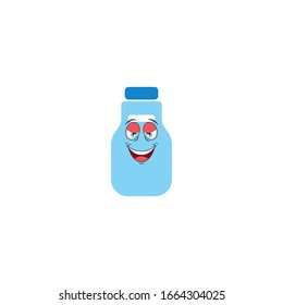 milk bottle cartoon characters design with expression. you can use for stickers, pins, mascot or patches