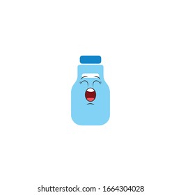 milk bottle cartoon characters design with expression. you can use for stickers, pins, mascot or patches