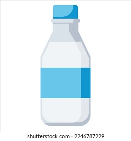 Milk bottle in cartoon flat style for design
