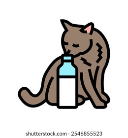 milk bottle cat breeding color icon vector. milk bottle cat breeding sign. isolated symbol illustration