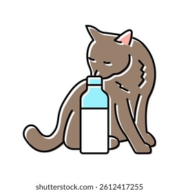 milk bottle cat breeding color icon vector. milk bottle cat breeding sign. isolated symbol illustration