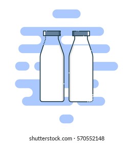 Milk bottle color thin doted line icon. Mbe minimalism style