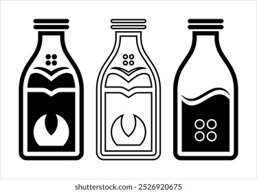 Milk Bottle Creative Stylish, Glass,  Plastic Milk Packaging Bottle, Container Vector Art Illustration