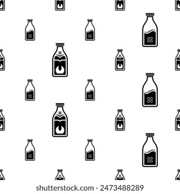 Botella de leche con estilo creativo patrón sin costura, botella de plástico de vidrio de embalaje de leche, ilustración de Arte vectorial de contenedor