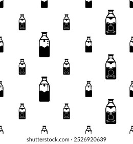 Milk Bottle Creative Stylish Seamless Pattern, Glass , Plastic Milk Packaging Bottle, Container Vector Art Illustration