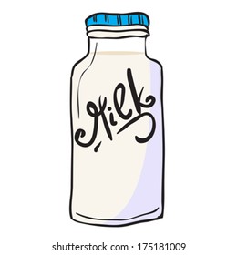 doodle de botella de leche aislado en blanco