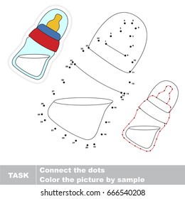 Milk bottle. Dot to dot educational game for kids.