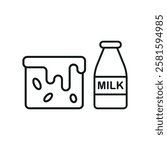 Milk bottle drink and brownies food icons with a fresh and delightful design, perfect for enhancing breakfast, snack, or dessert-themed projects