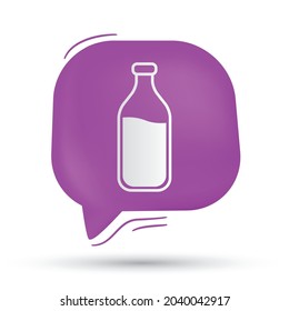 Botella de leche y vector de bebida en burbuja de habla - Diseño moderno