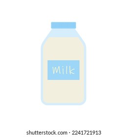 leche en botella. Elementos para el diseño de productos lácteos, la granja de logotipos, la tienda de comestibles, los alimentos para la salud, etc. Ilustración de diseño plana vectorial.