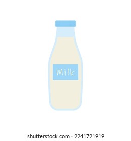 milk in bottle. Elements for design dairy products, logo farm, grocery store, health food, etc. Vector flat design illustration.