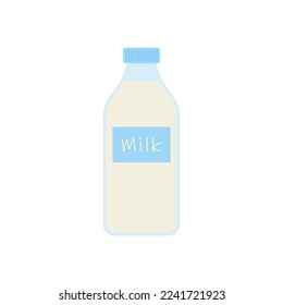 milk in bottle. Elements for design dairy products, logo farm, grocery store, health food, etc. Vector flat design illustration.