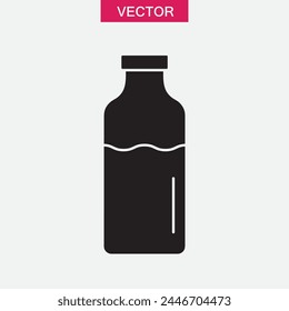 Milchflasche flach schwarz einfach trendige Stil Illustration auf weißem Hintergrund..eps
