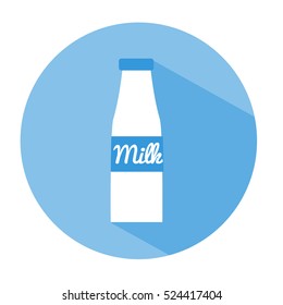 Milk bottle flat icon with long shadow. Vector illustration