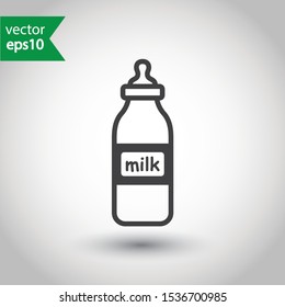 Milk bottle flat icon. Natural milk vector sign design. EPS 10 milk pictogram