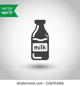 Milk bottle flat icon. Natural milk vector sign design. EPS 10 milk pictogram