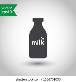 Milk bottle flat icon. Natural milk vector sign design. EPS 10 milk pictogram