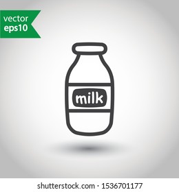 Milk bottle flat icon. Natural milk vector sign design. EPS 10 milk pictogram