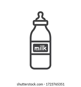 Icono plano de botella de leche. Diseño de signos vectoriales de leche natural. Pictograma de leche EPS 10