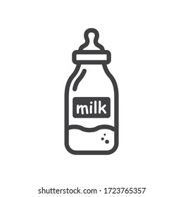 Icono plano de botella de leche. Diseño de signos vectoriales de leche natural. Pictograma de leche EPS 10