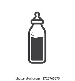 Icono plano de botella de leche. Diseño de signos vectoriales de leche natural. Pictograma de leche EPS 10