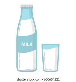 Milk bottle in flat style a vector.Design element for booklets, the websites, leaflets, banners. For shops of organic natural products. Healthy food.Farm products.Dairy products.
