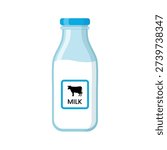 Milk bottle flat vector illustration isolated on white background