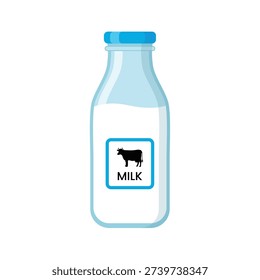 Milk bottle flat vector illustration isolated on white background