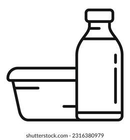 Milk bottle food icon outline vector. Fruit box. Tray bag
