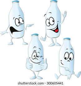 Milk Bottle Funny Vector Cartoon: Stock-Vektorgrafik (Lizenzfrei