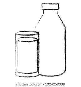 milk bottle with glass