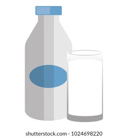 milk bottle with glass