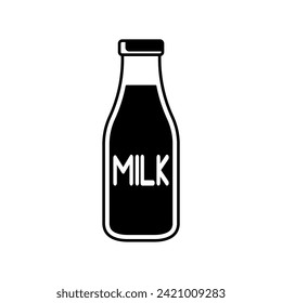 milk bottle of glyph style icon design vector template