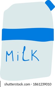 Milk bottle hand drawn in Doodle style, cute vector