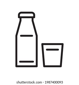 Milk Bottle icon Design Template. Illustration vector graphic. simple black outline style icon isolated on white background. Perfect for your web site design, logo, symbols of restaurants, cafe
