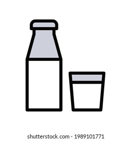 Milchflaschen Symbol Design Vorlage. Vektorgrafik von Illustrationen. einfaches Symbol für eine flache Linie einzeln auf weißem Hintergrund. Ideal für Ihr Webdesign, Logo, Symbole von Restaurants, Café