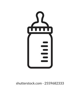 Milk bottle icon Flat art in black and white isolated