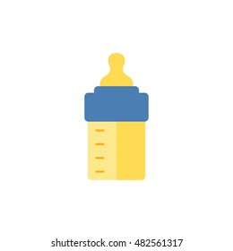 Milk bottle icon in flat color style. Baby toddler pacifier drinking comforter