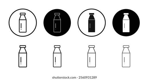 Milk bottle icon Flat outline fill set collection