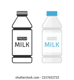 Milk bottle icon in flat style. Bottle of milk isolated on white background. Vector illustration EPS 10.