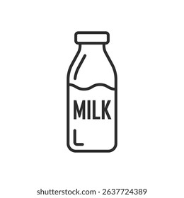Milk bottle icon in flat style. Dairy product vector illustration on isolated background. Milky liquid sign business concept.