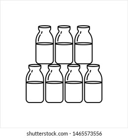 Milk Bottle Icon, Glass Milk Bottle Vector Art Illustration