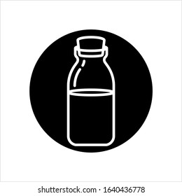 Milk Bottle Icon, Glass Milk Bottle Vector Art Illustration