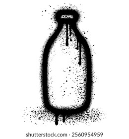 Milk Bottle icon graffiti with black spray paint. vector illustration.