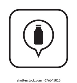 Milk bottle  icon, isolated. Flat design.